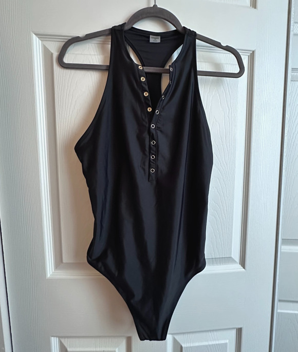 Old Navy Other - Old Navy Women's XL Black High Neck Racerback Snap Front One Piece Swimsuit NWT